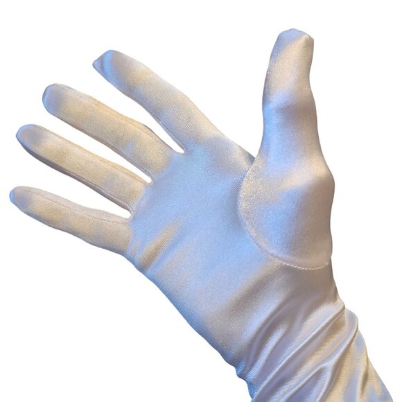 Light Pink Satin Opera Gloves Long Elbow-Length - Picture 3 of 8